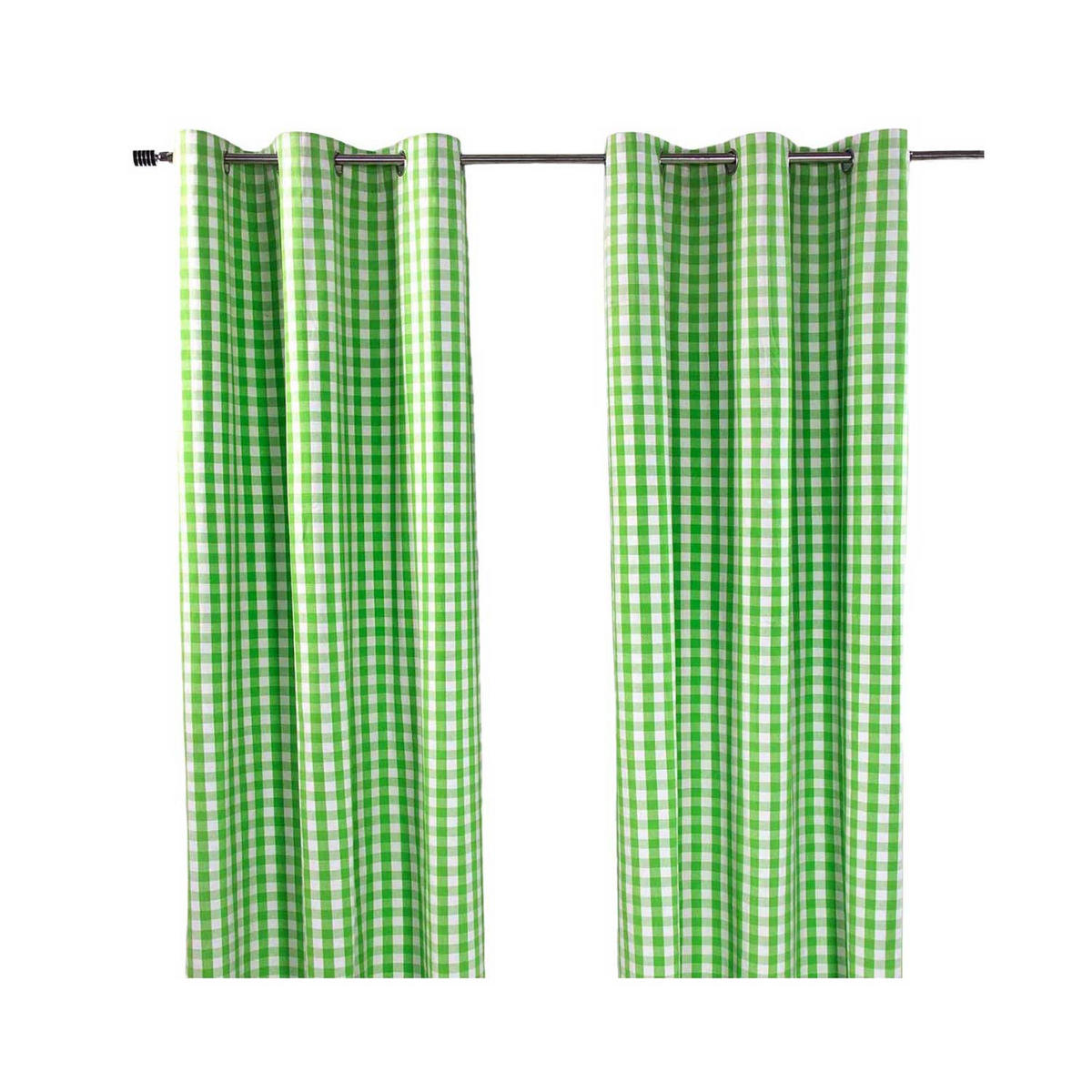 ÖSENVORHANG Karomuster blickdicht 2er-Set, 137/182 cm - Grün, Textil (137/182cm) - Homescapes