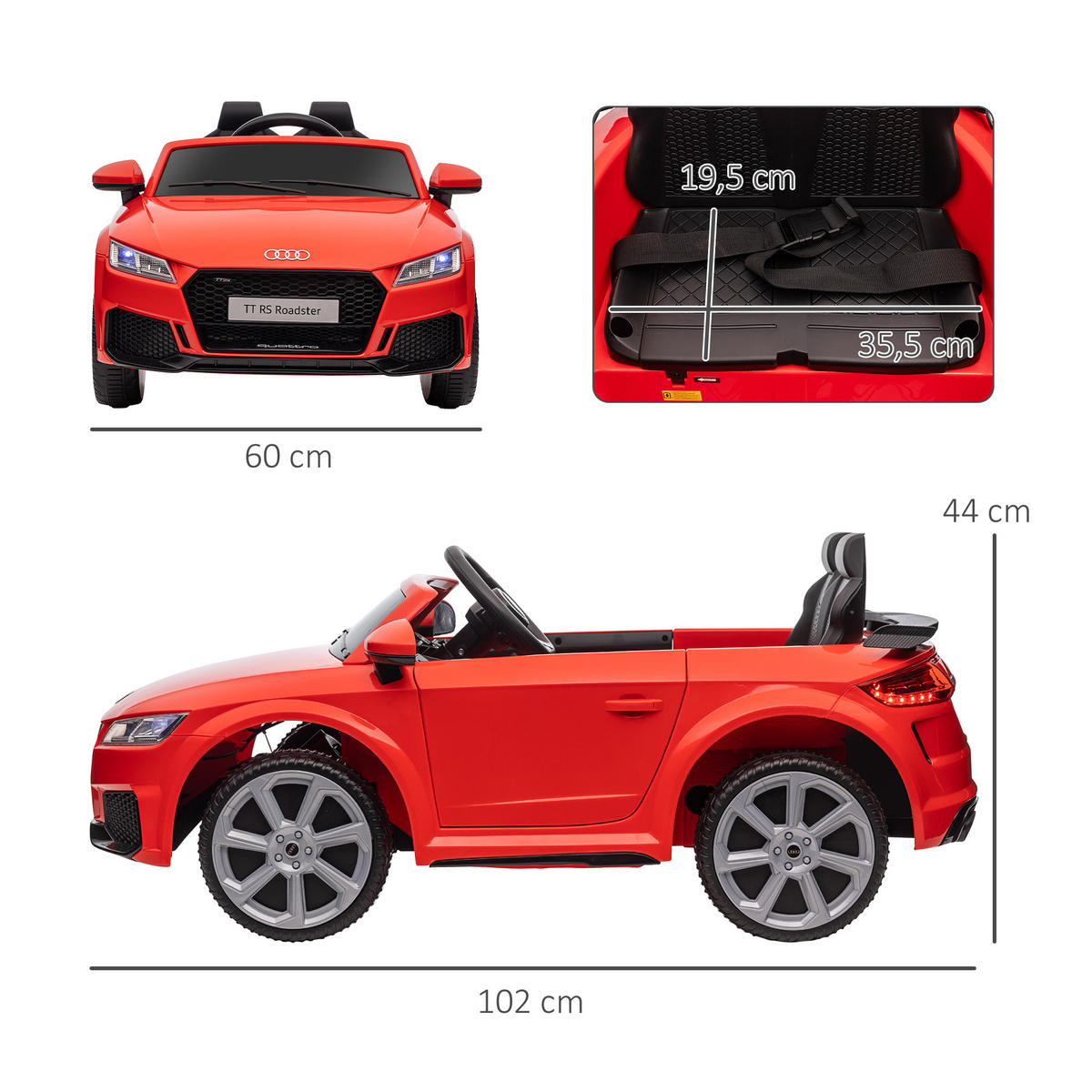 KINDER ELEKTROAUTO, Rot/Gelb, Kunststoff+ Eisen - Rot, Metall (102/60/44cm) - HOMCOM