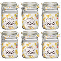 WECKGLAS Fido Einmachgläser, 11 x 11 cm / 1 Liter – 6 Stück - Transparent, Glas (2/16/1cm) - Bormioli Rocco