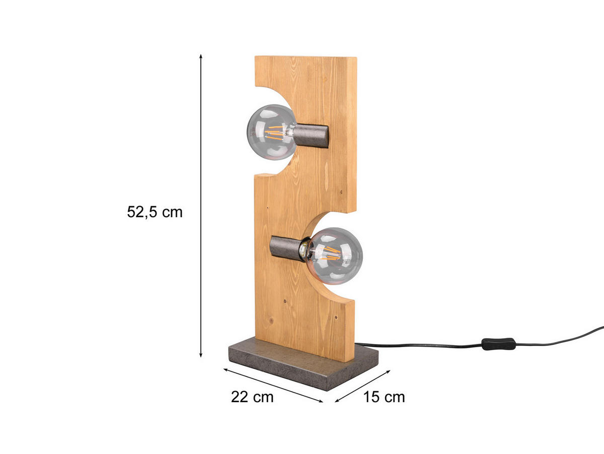 LED-TISCHLAMPE Höhe 52cm, dimmbar, Holz - Naturfarben, Naturmaterialien (15/22/53cm) - meineWunschleuchte