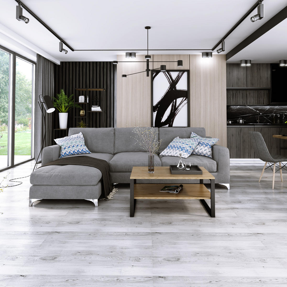 COUCHTISCH Basic rechteckig Eternal Eiche mit Metallbeinen - Alteiche, Metall (60/90/47cm) - Design Möbel