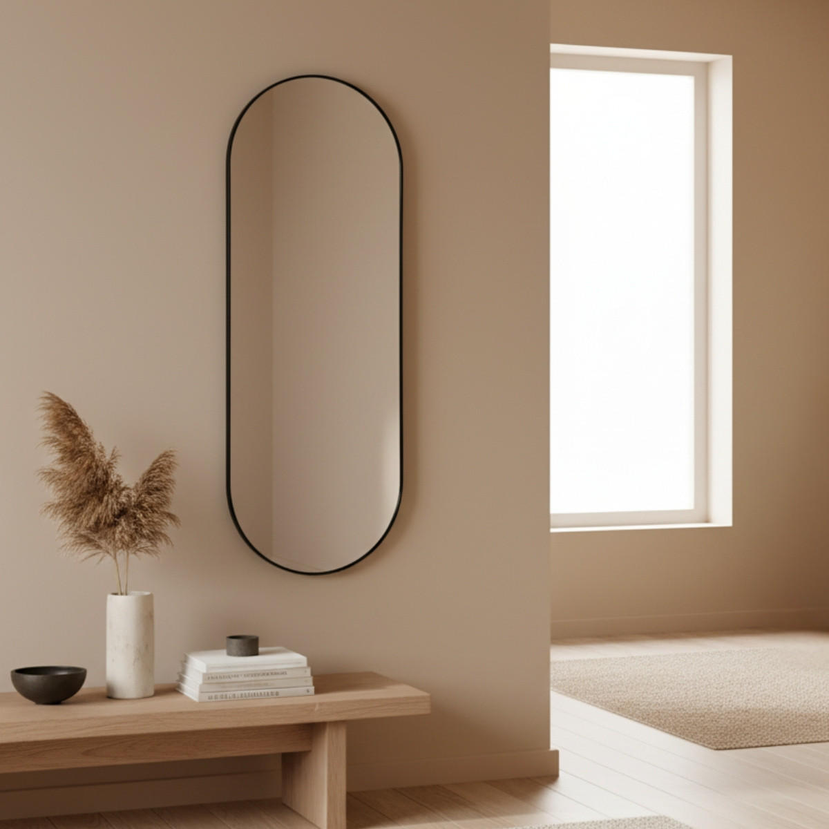 WANDSPIEGEL Alva 80/30 cm - Schwarz, Metall (30/80/2.5cm) - EDAXO