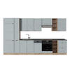 KÜCHENZEILE Fame-Line Hellblau-grau/Goldkraft Eiche 355 cm AP Anthrazit - Honigeiche/Hellblau, Holzwerkstoff (355/81.6/60cm) - Vicco