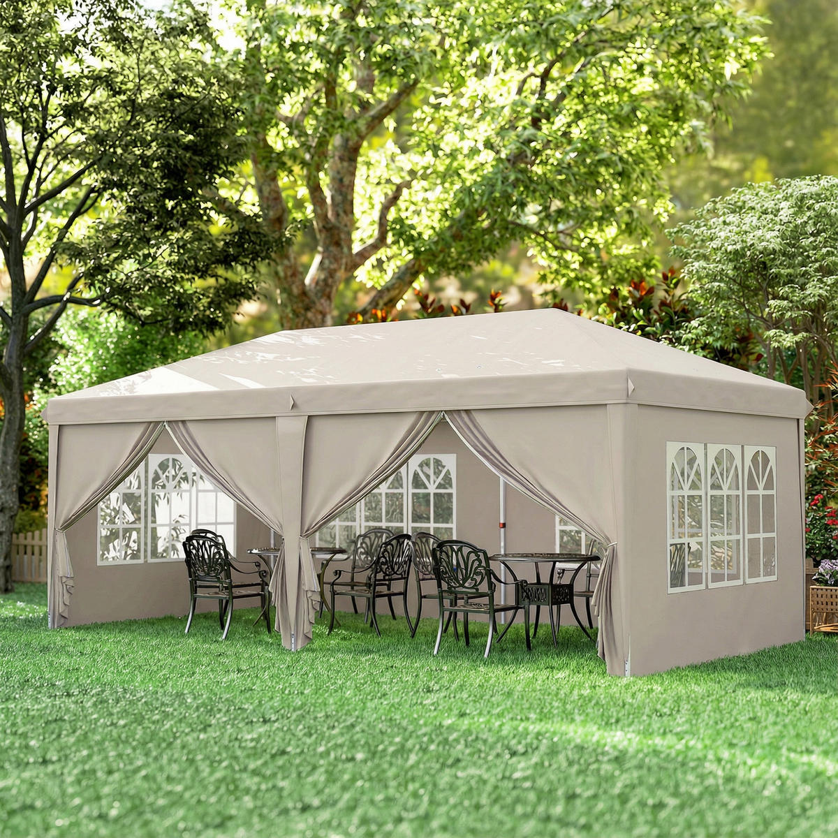 PAVILLON DE-14052 6/3 m, UV-Schutz, höhenverstellbar Beige - Beige, Metall (295/270/585cm) - ComfortXL