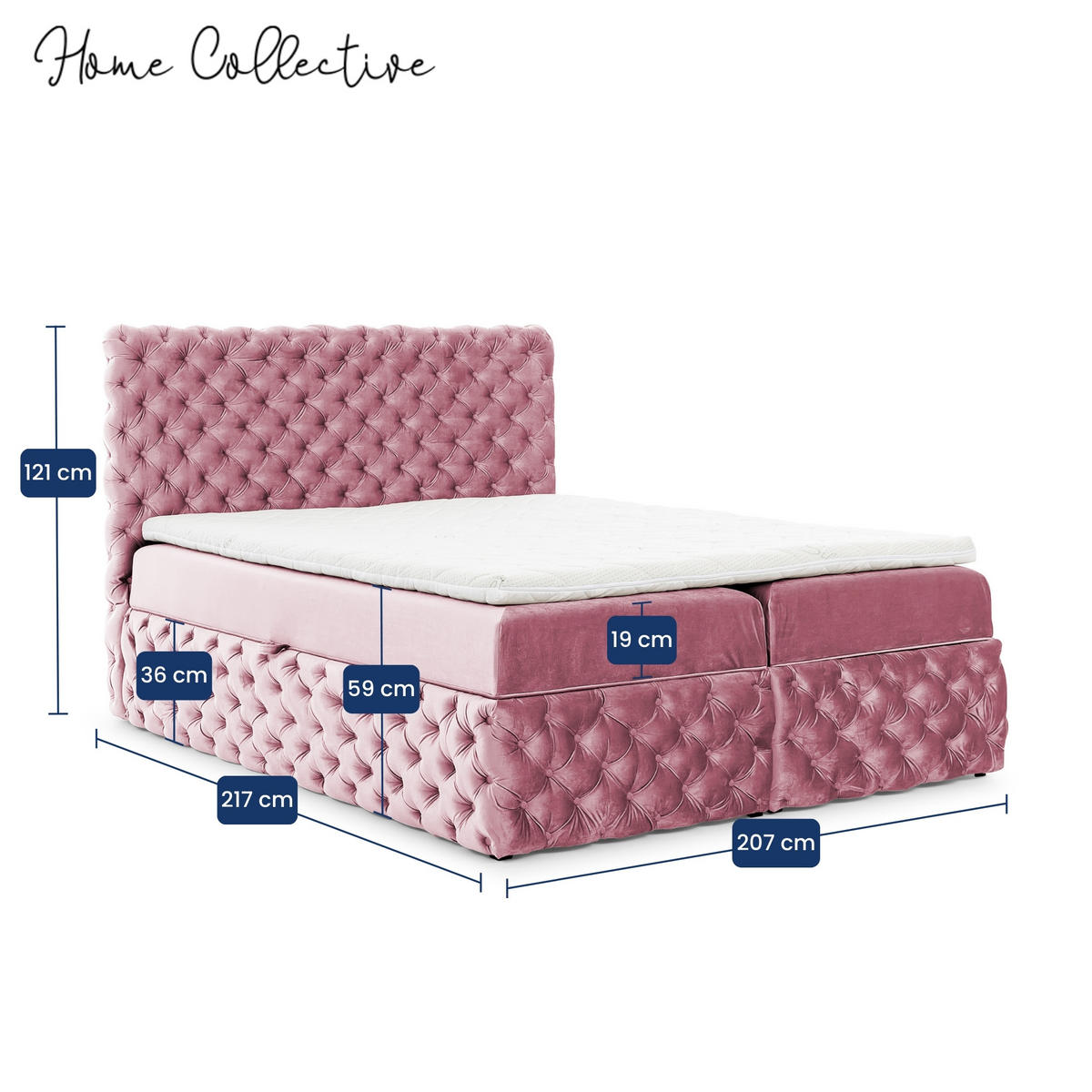 BOXBETT mit zwei Stauraum 200x200 cm in Rosa - Pink, Textil (200/200cm) - Home Collective