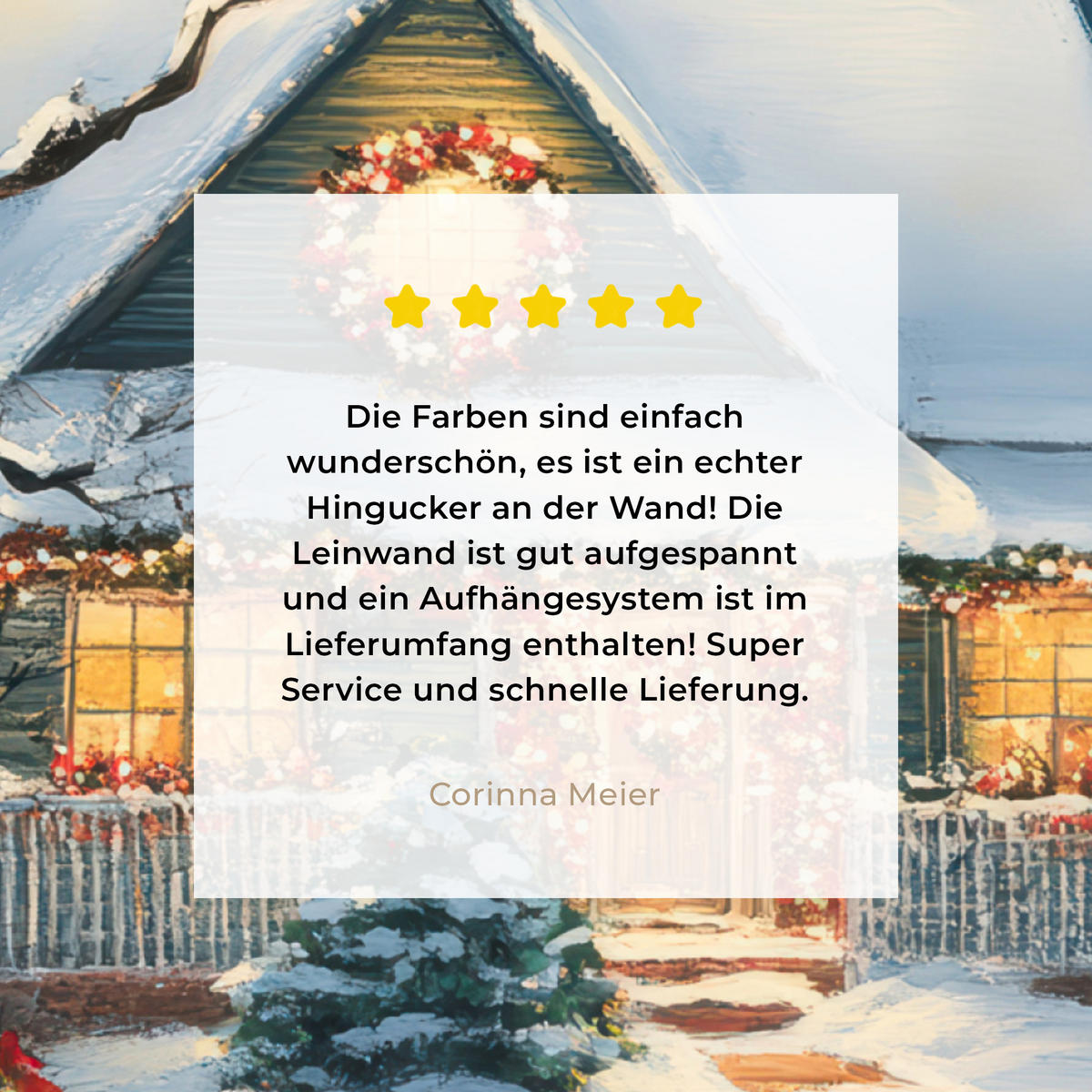 LEINWANDBILD Weihnachten - Weihnachtsbaum - Winter - Zuhause - Schnee Wandbild Wohnzimmer 50x50 cm - Smaragdgrün, Textil (50/50cm) - MuchoWow