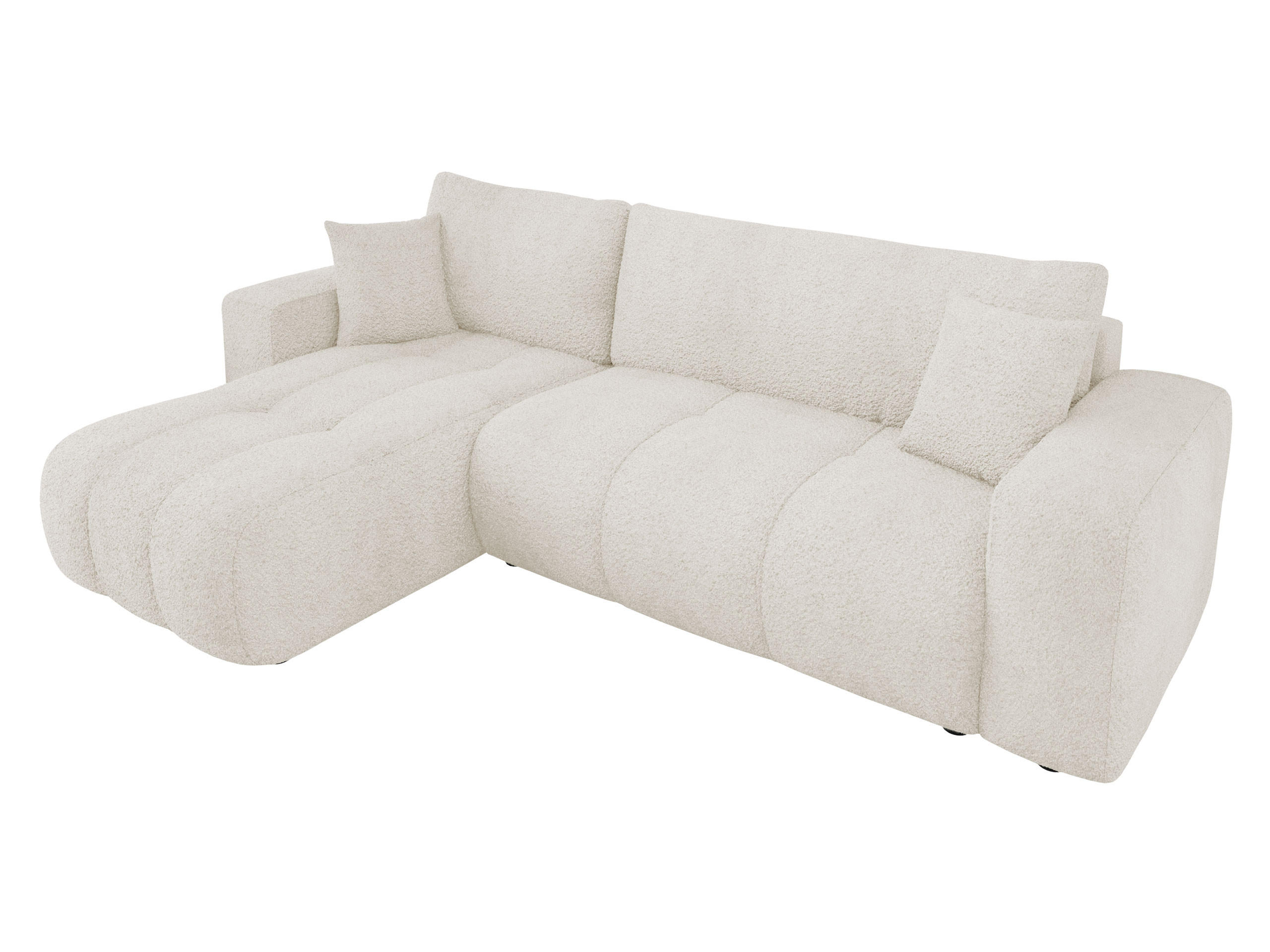 ECKSOFA Furyn Boucle - Schwarz/Naturfarben, Holzwerkstoff/Kunststoff (244/145cm) - MIRJAN24