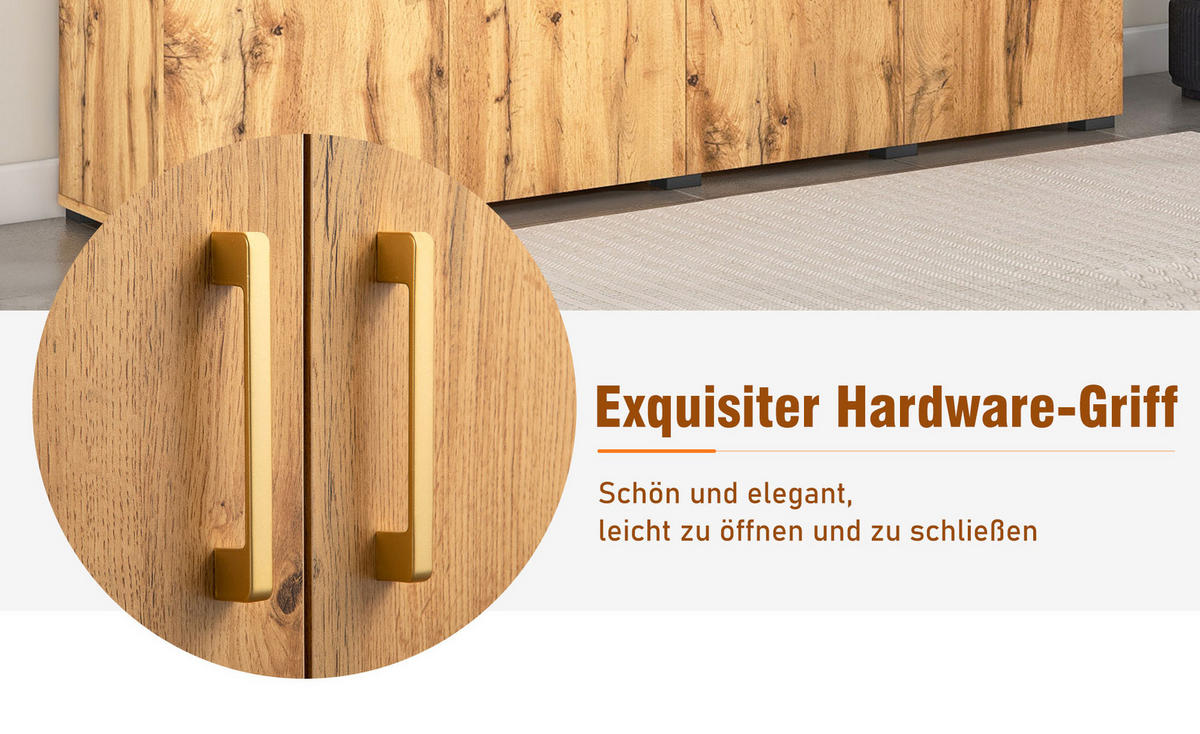 SIDEBOARD Holz- und Schwarzoptik 208/39,5/80 cm - Braun, Holzwerkstoff (39.5/80/208cm) - Urban Meuble