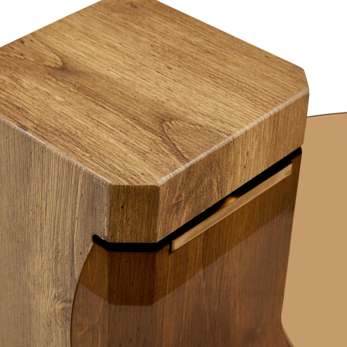 COUCHTISCH-SET 61/61/30 cm Holzoptik aus Holzwerkstoff und Sicherheitsglas mit trennbarem 2-in-1 Design - Naturfarben, Holzwerkstoff (61/61/36cm) - OKWISH