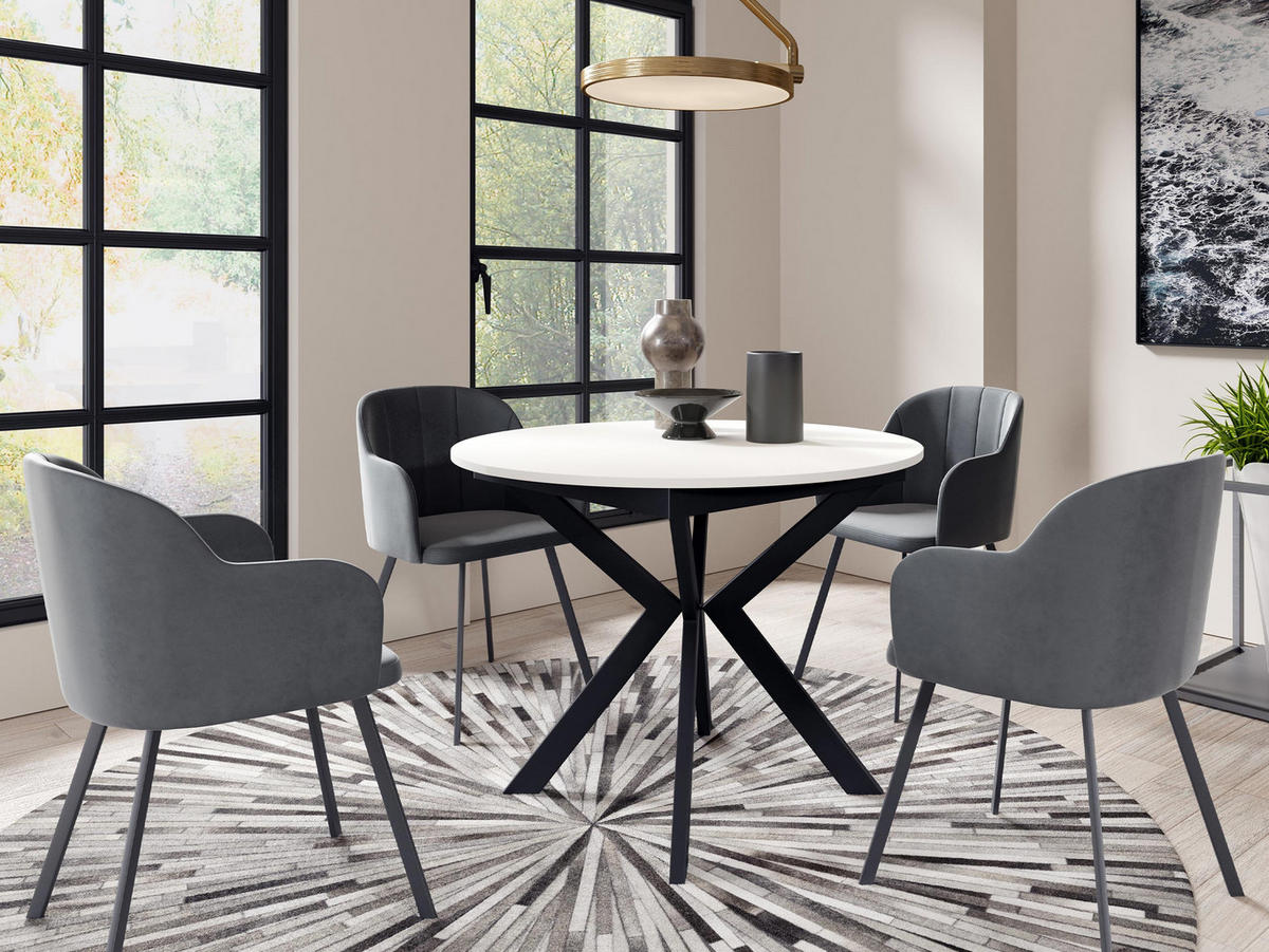 TISCH Leia 100 Ausziehbar - Schwarz/Weiß, Holzwerkstoff/Metall (100/100/76cm) - MIRJAN24