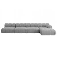 ECKSOFA modulares Sofa Razon-L3 - 380x160x70 cm Hellgrau Velours - Hellgrau, Holzwerkstoff/Textil (380/160cm) - ALTDECOR