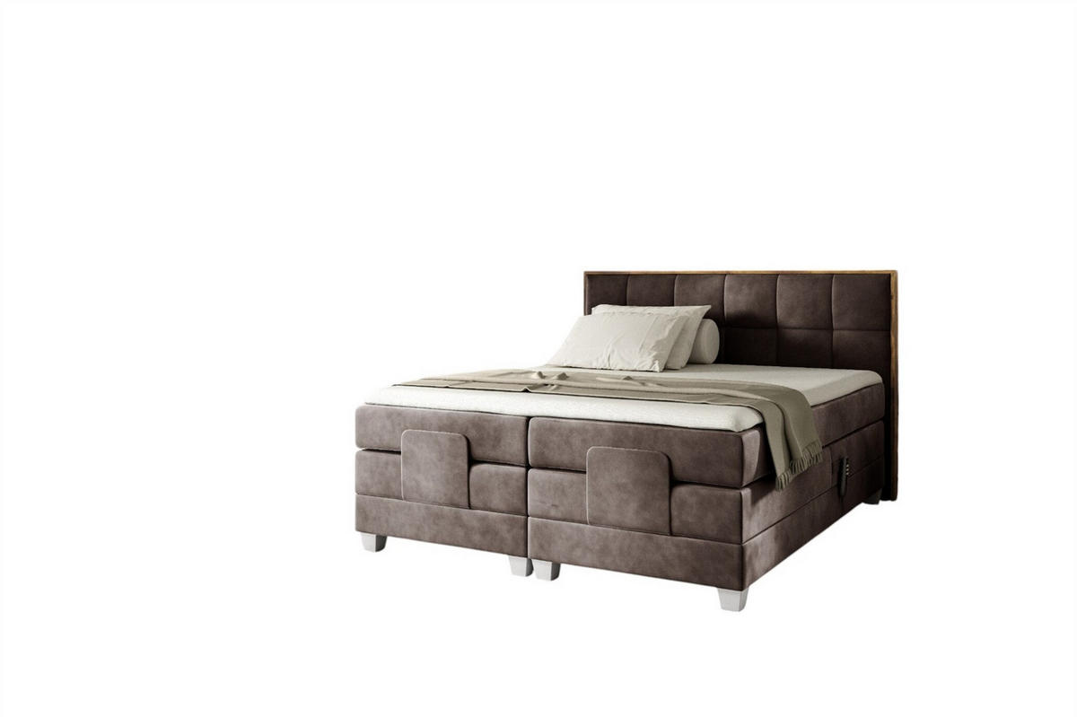 BOXSPRINGBETT Elektrisch Henry - Braun, Holzwerkstoff/Textil (120/200cm) - Fun Möbel