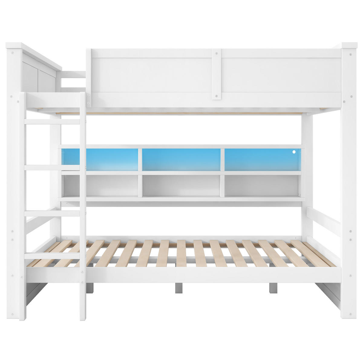 ETAGENBETT 160/200 cm in Weiß mit 6 Schränken und LED - Weiß, Holz/Holzwerkstoff (160/200cm) - WISHDOR