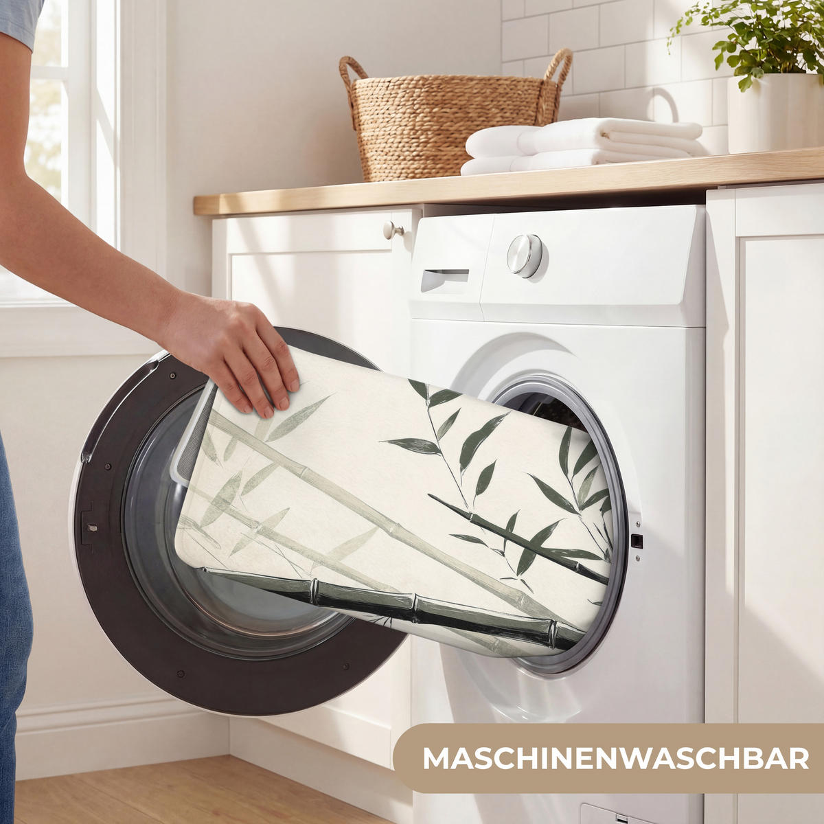 WC PŘEDLOŽKA Japandi - Bambus - béžová 50x80 cm - ecru, textil/plast (50/1cm) - OnlyWow
