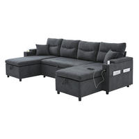 WOHNLANDSCHAFT Leinenstoff mit 2 Chaiselongues Stauraum und USB-Anschluss 272/136/86 cm Dunkelgrau - Dunkelgrau, Textil (136/86/272cm) - Redom