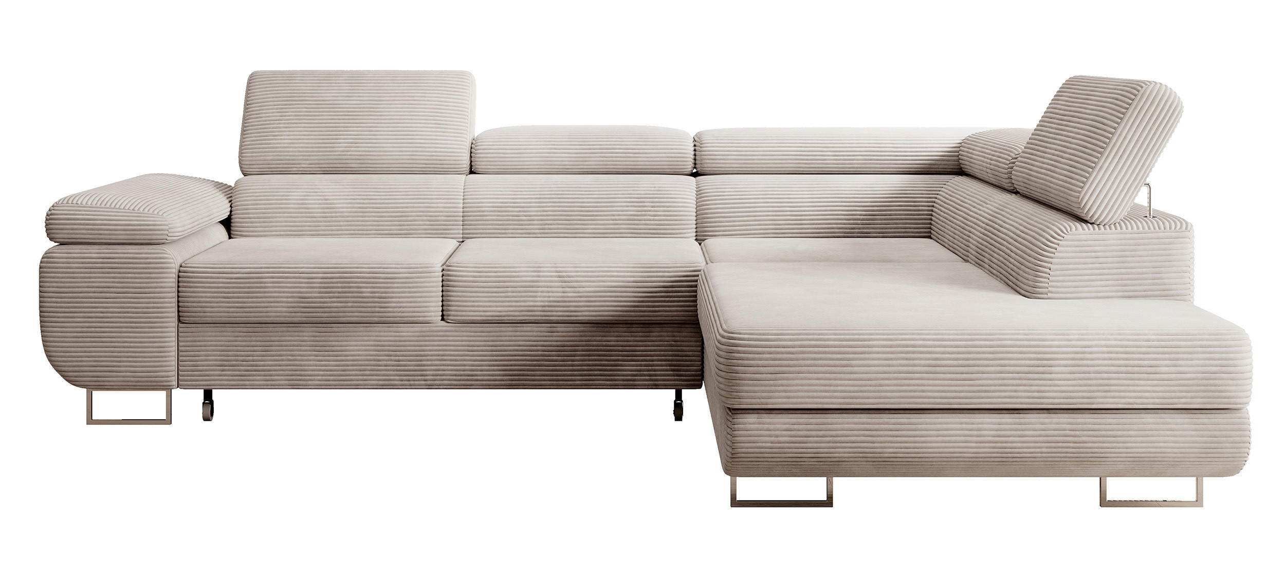 ECKSOFA Stevil Graubeige Cordbezug - Greige/Silberfarben, Textil/Metall (275/203cm) - Selsey