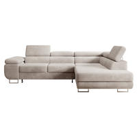 ECKSOFA Stevil Graubeige Cordbezug - Greige/Silberfarben, Textil/Metall (275/203cm) - Selsey