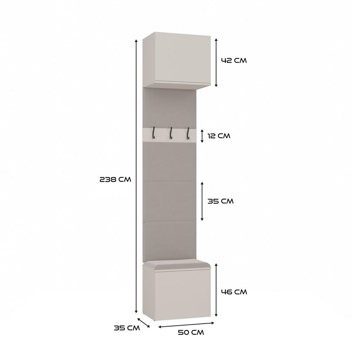 GARDEROBEOVÁ SADA Kašmír 50/238/35 - kašmírová, kompozitní dřevo (50/238/35cm) - RAUMHIRSCH FURNITURE