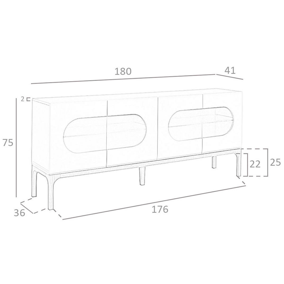SIDEBOARD Sideboard aus grauem und Walnussholz mit Innenbeleuchtung 180/41/75 cm - Walnussfarben/Grau, Holzwerkstoff (180/75/41cm) - ANGEL CERDA