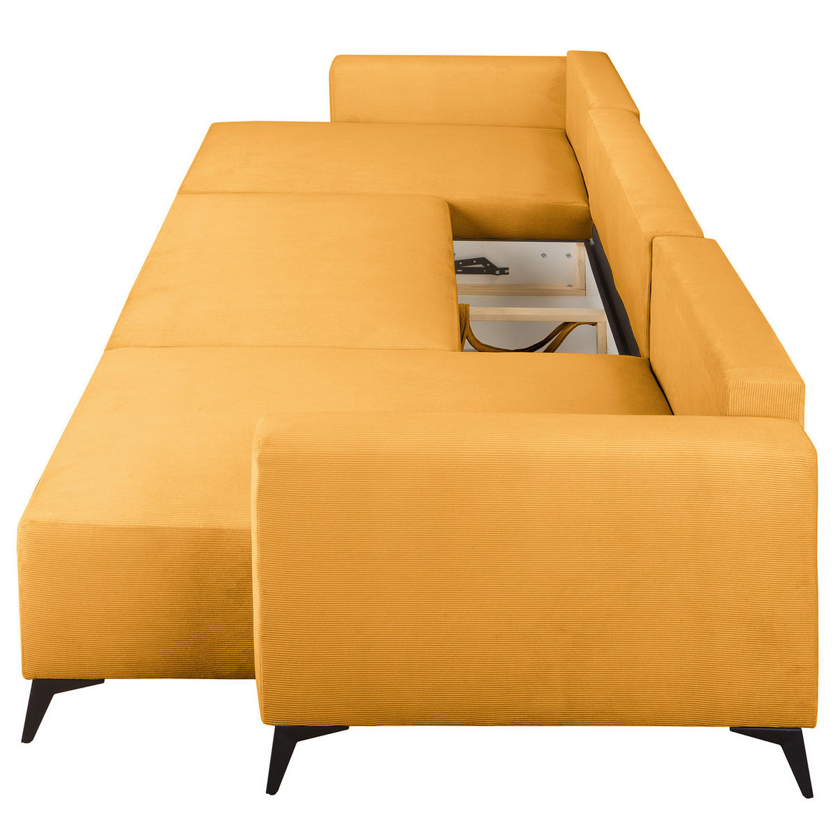 WOHNLANDSCHAFT - Gelb/Schwarz, Textil (382/81/148cm) - home24