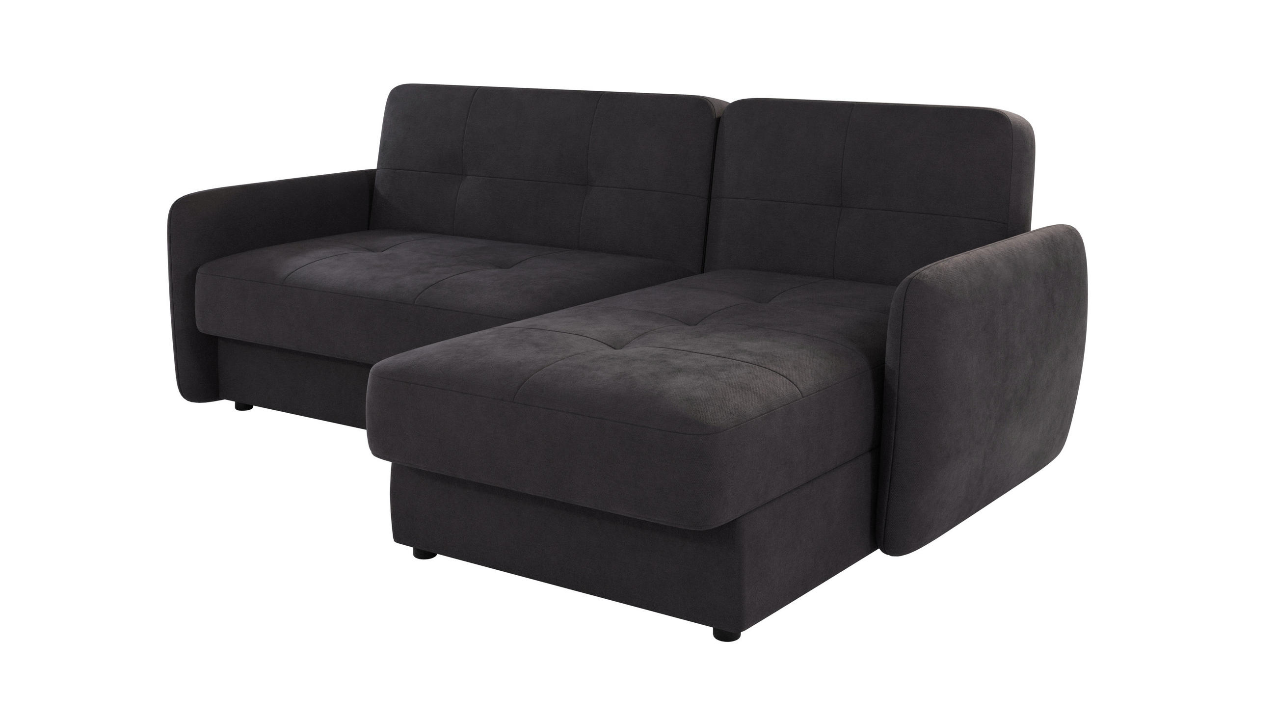 ECKSOFA Lupo Graphit Mikrofaser - Graphitfarben/Schwarz, Holz/Kunststoff (232/147cm) - S-Style Möbel