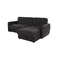 ECKSOFA Lupo Graphit Mikrofaser - Graphitfarben/Schwarz, Holz/Kunststoff (232/147cm) - S-Style Möbel