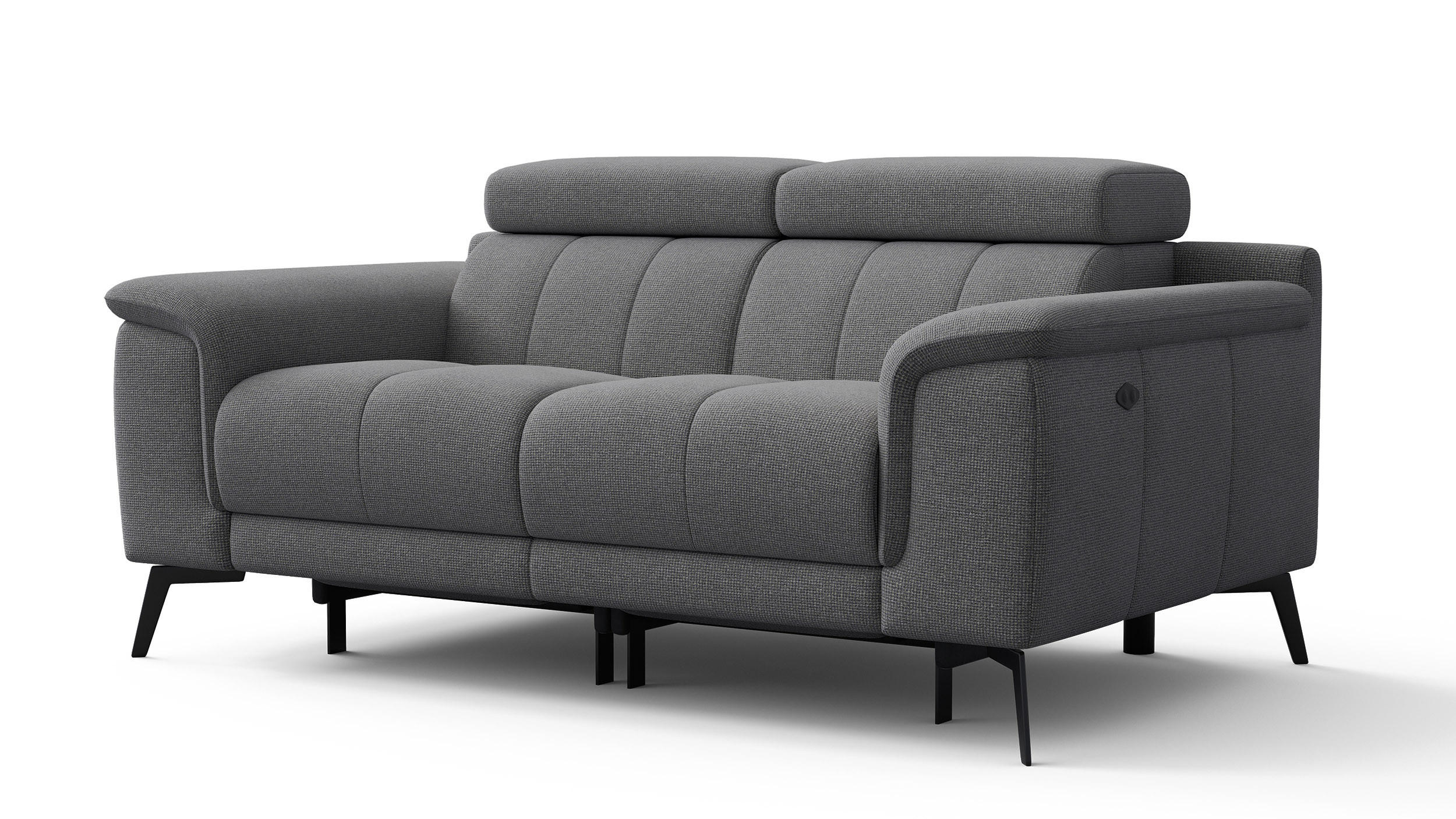 RELAXSOFA FIERO 2-Sitzer mit 2 Relaxfunktionen, grau - Schwarz/Grau, Holzwerkstoff/Textil (170/82/103cm) - Courtois Laville