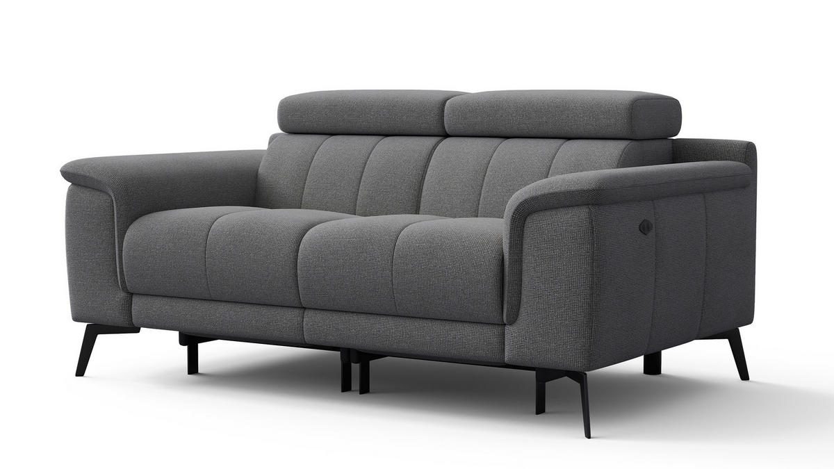 RELAXSOFA FIERO 2-Sitzer mit 2 Relaxfunktionen, grau - Schwarz/Grau, Holzwerkstoff/Textil (170/82/103cm) - Courtois Laville