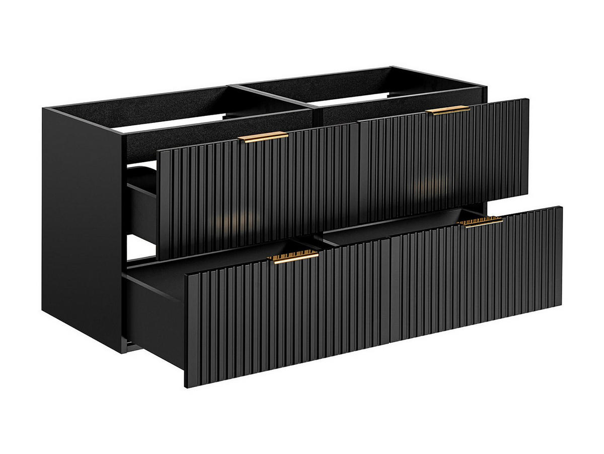 WASCHBECKENUNTERSCHRANK - Streifenoptik - Schwarz - 120 cm - ZEVARA - Schwarz, Holz (120/57/46cm) - Vente-Unique