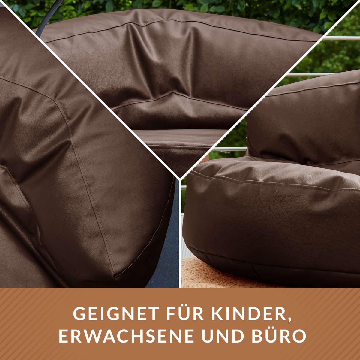 INDOOR LOUNGE SITZSACK Sofa Kunstleder - Dunkelbraun, Textil (90/50/50cm) - Green Bean