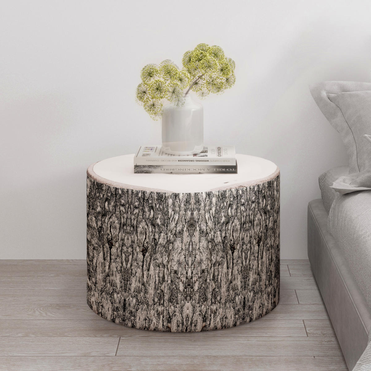 POUF Baummuster 1 Stück Grau - Grau, Textil (48/40.6/60.9cm) - Vercart