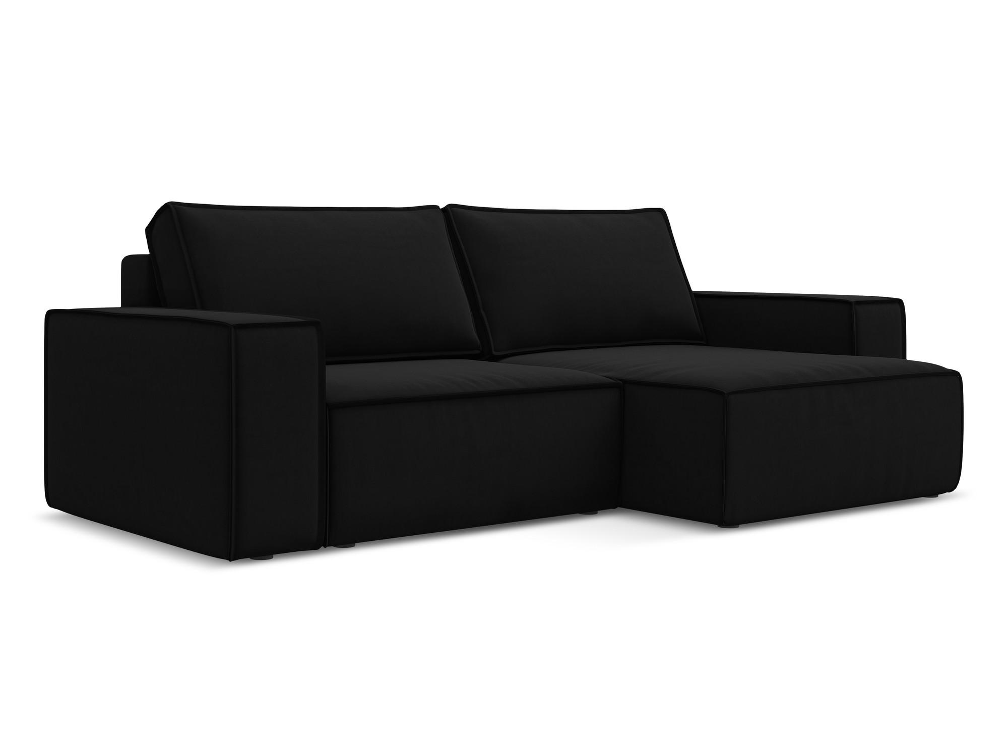 ECKSOFA mit Schlaffunktion Samt Stoff Schwarz - Schwarz, Kunststoff/Textil (257/148cm) - Makamii