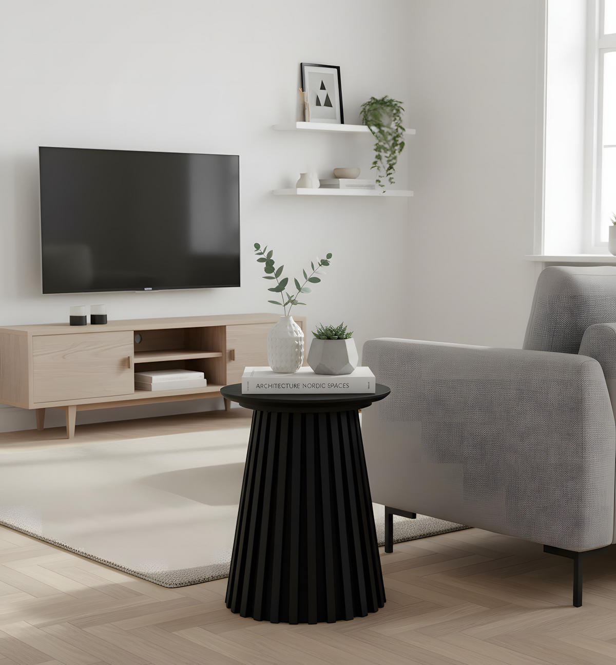 SIDOBORD Osaka 40 x 40 x 50 cm – svart - Svart, Träbaserade material (40/40/50cm) - ebuy24