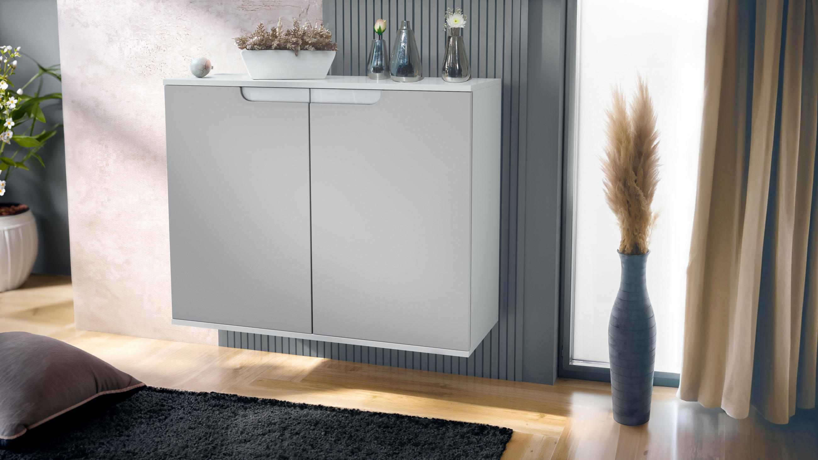 KOMMODE Sylt Hellgrau Seidenmatt - Greige, Holzwerkstoff (92.5/73.5/35cm) - Vladon
