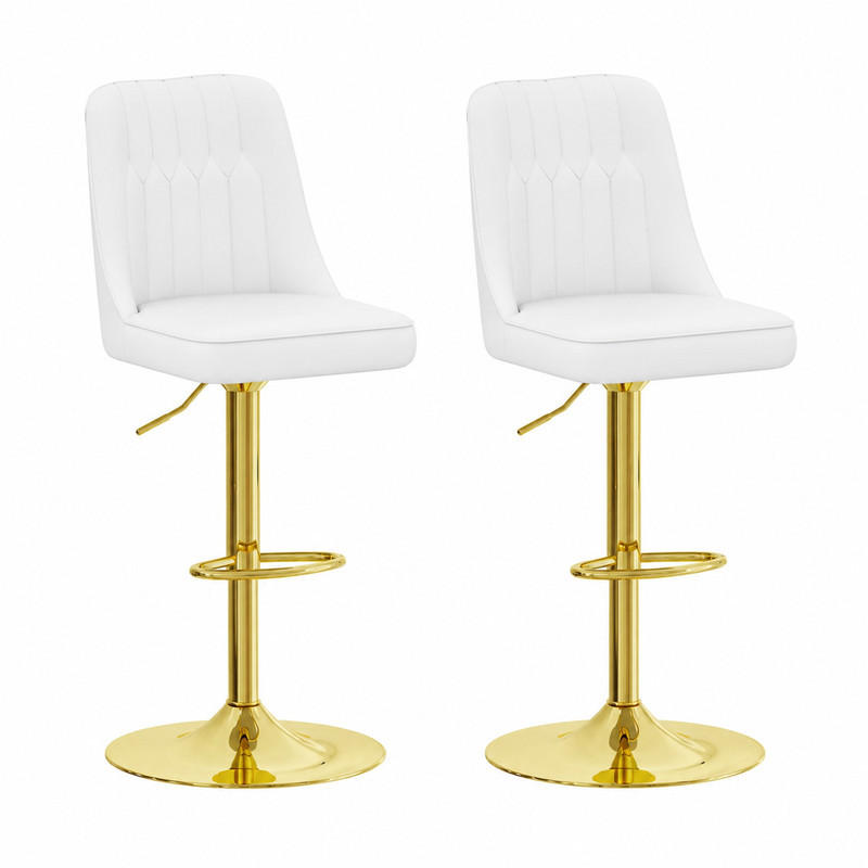 BARHOCKER höhenverstellbar 2er-Set drehbar Weiß-Gold - Goldfarben, Metall (44/117.5/44.1cm) - Meubliv