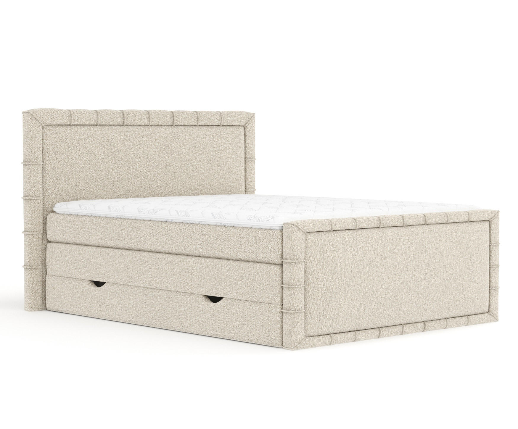 BOXBETT Estelle Beige 180/200 cm im Boucle-Stoff - Beige/Schwarz, Holz/Holzwerkstoff (180/200cm) - Maison de Reve
