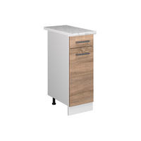 UNTERSCHRANK R-Line Sonoma 30 cm mit Schublade, mit Arbeitsplatte - Weiß/Sonoma Eiche, Holzwerkstoff (30/81.6/60cm) - Vicco