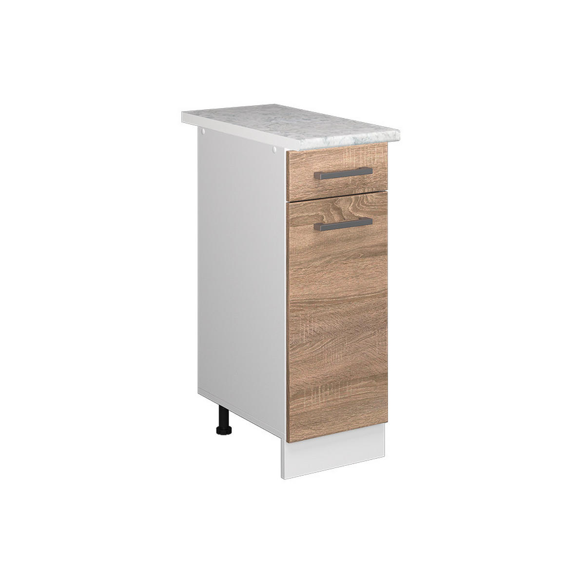 UNTERSCHRANK R-Line Sonoma 30 cm mit Schublade, mit Arbeitsplatte - Weiß/Sonoma Eiche, Holzwerkstoff (30/81.6/60cm) - Vicco