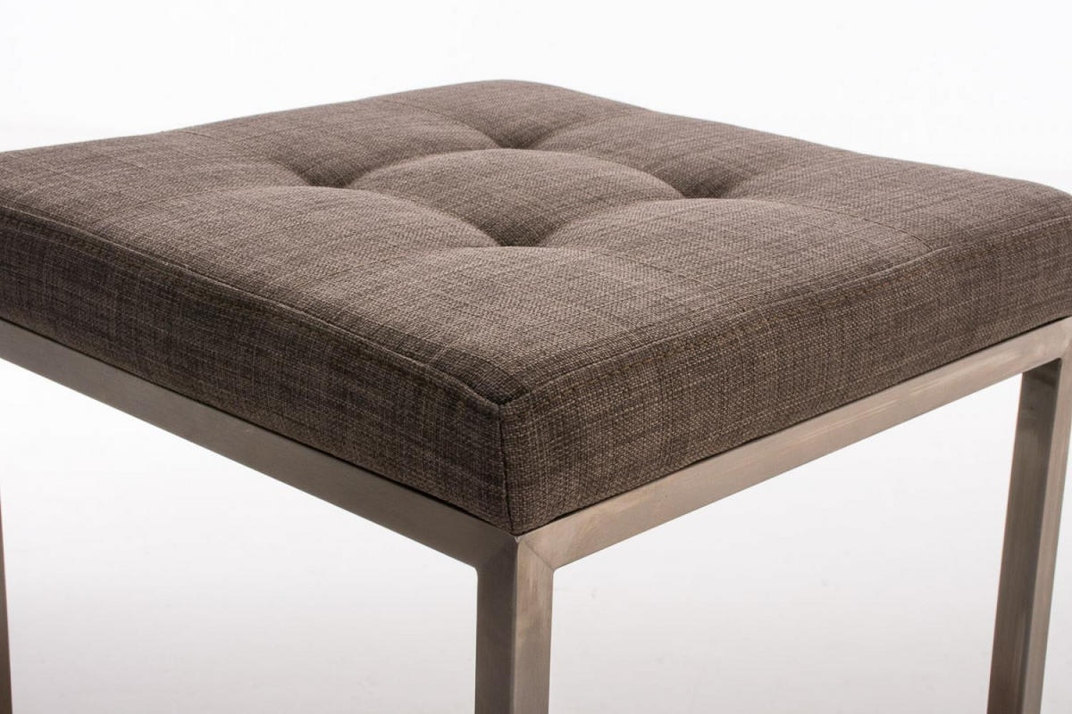 HOCKER Stoff grau - Edelstahlfarben/Grau, Textil/Metall (40/48/40cm) - CLP