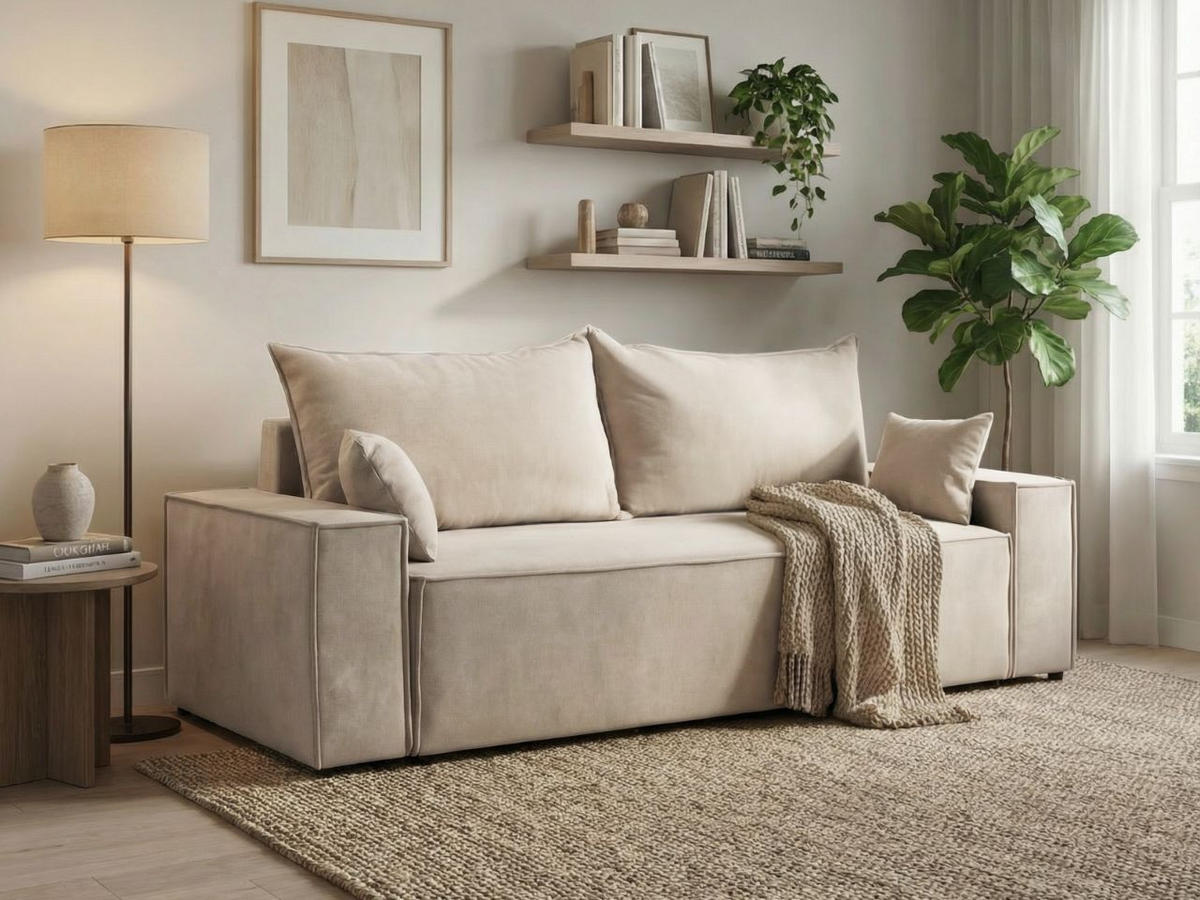 SOFA 230/90/70 Beige Sivra - Beige, Kunststoff/Textil (230/70/90cm) - Graingold