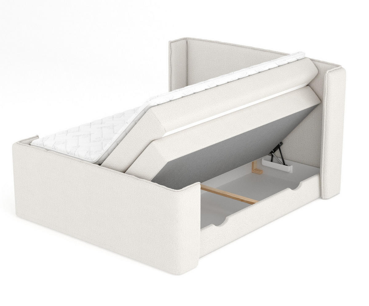 BOXSPRINGBETT Freeland Beige 180/200 cm mit Matratze und Topper - Beige/Schwarz, Holz/Holzwerkstoff (180/200cm) - Maison de Reve
