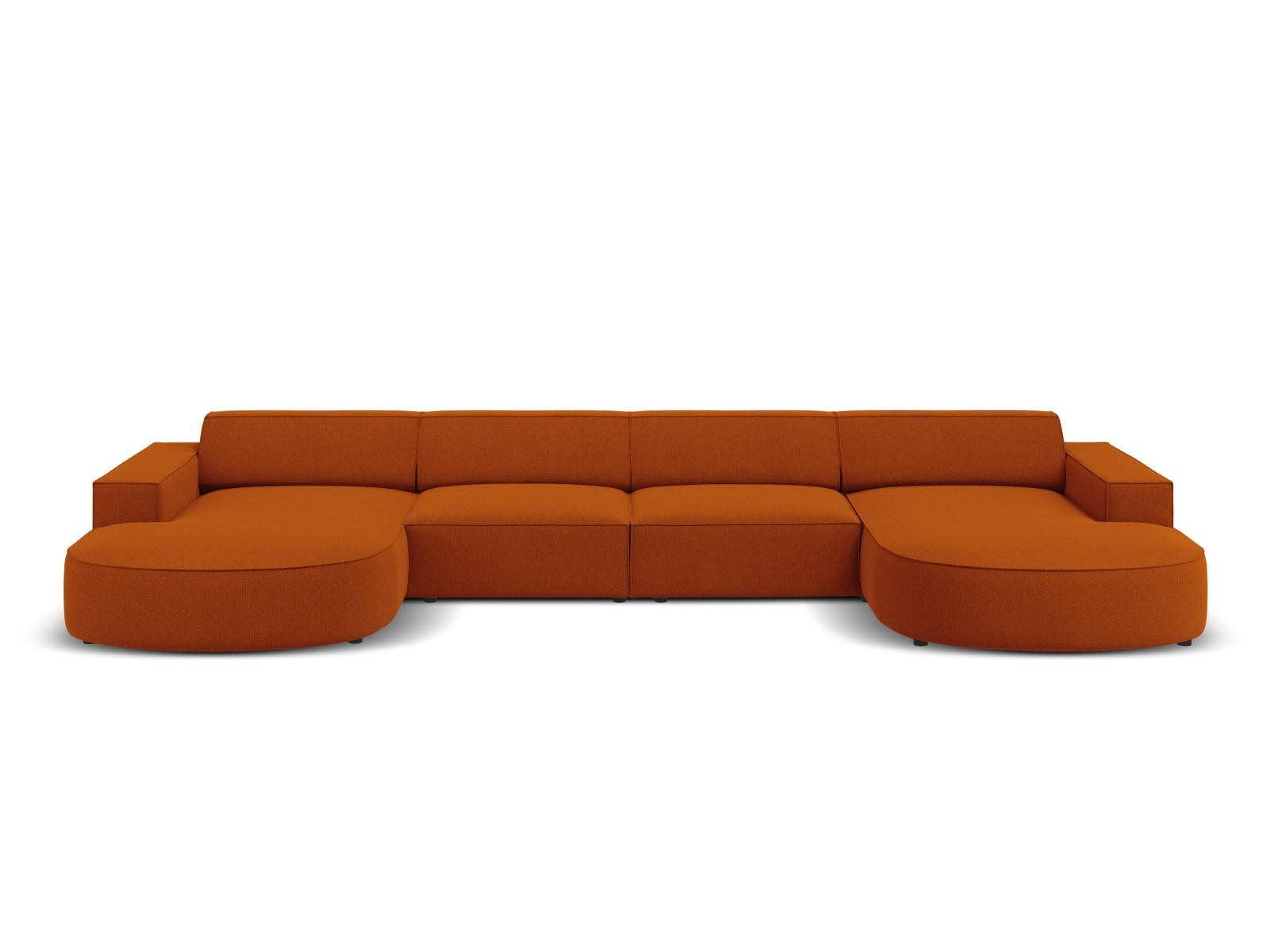 PANORAMASOFA Jodie aus strukturiertem Stoff terrakotta 6 Sitzplätze - Terra cotta, Textil (166/70/364cm) - Micadoni