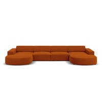 PANORAMASOFA Jodie aus strukturiertem Stoff terrakotta 6 Sitzplätze - Terra cotta, Textil (166/70/364cm) - Micadoni