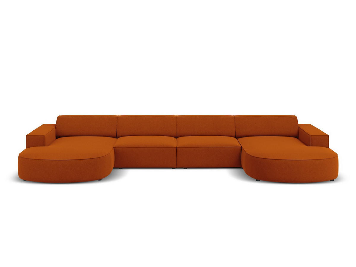 PANORAMASOFA Jodie aus strukturiertem Stoff terrakotta 6 Sitzplätze - Terra cotta, Textil (166/70/364cm) - Micadoni