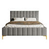 POLSTERBETT Szejlo Grau Chenille 180 cm - Goldfarben/Grau, Textil/Metall (180/200cm) - Selsey