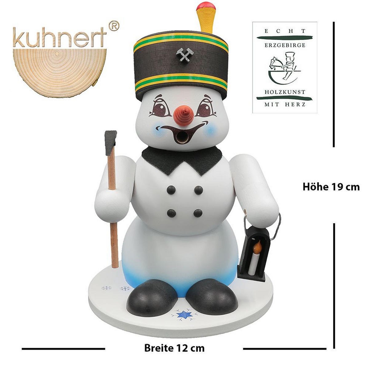 RAUCHFIGUR Schneemann Weiß Bergmann 19 cm - Multicolor, Holz (15/19/0.1cm)