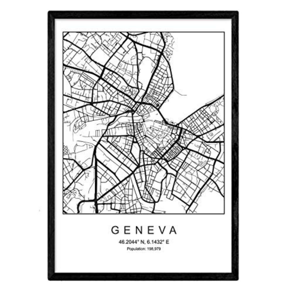 POSTER Genf Nordischen Stil A4 Rahmenlos - Klar, Papier (29.7/5/21cm) - Nacnic