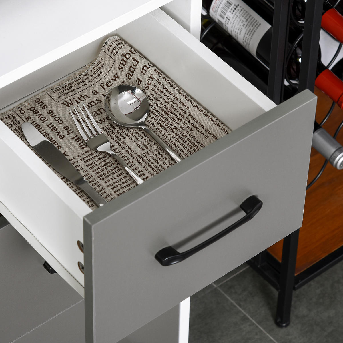 HIGHBOARD DE-10981 2+1 Türen Grau/Weiß - Grau, Holzwerkstoff (40/160/60cm) - ComfortXL