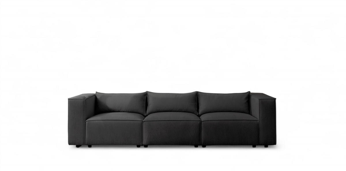 SOFA 3-sitzer Nevio - Schwarz, Holzwerkstoff/Textil (290/71/105cm) - Fun Möbel