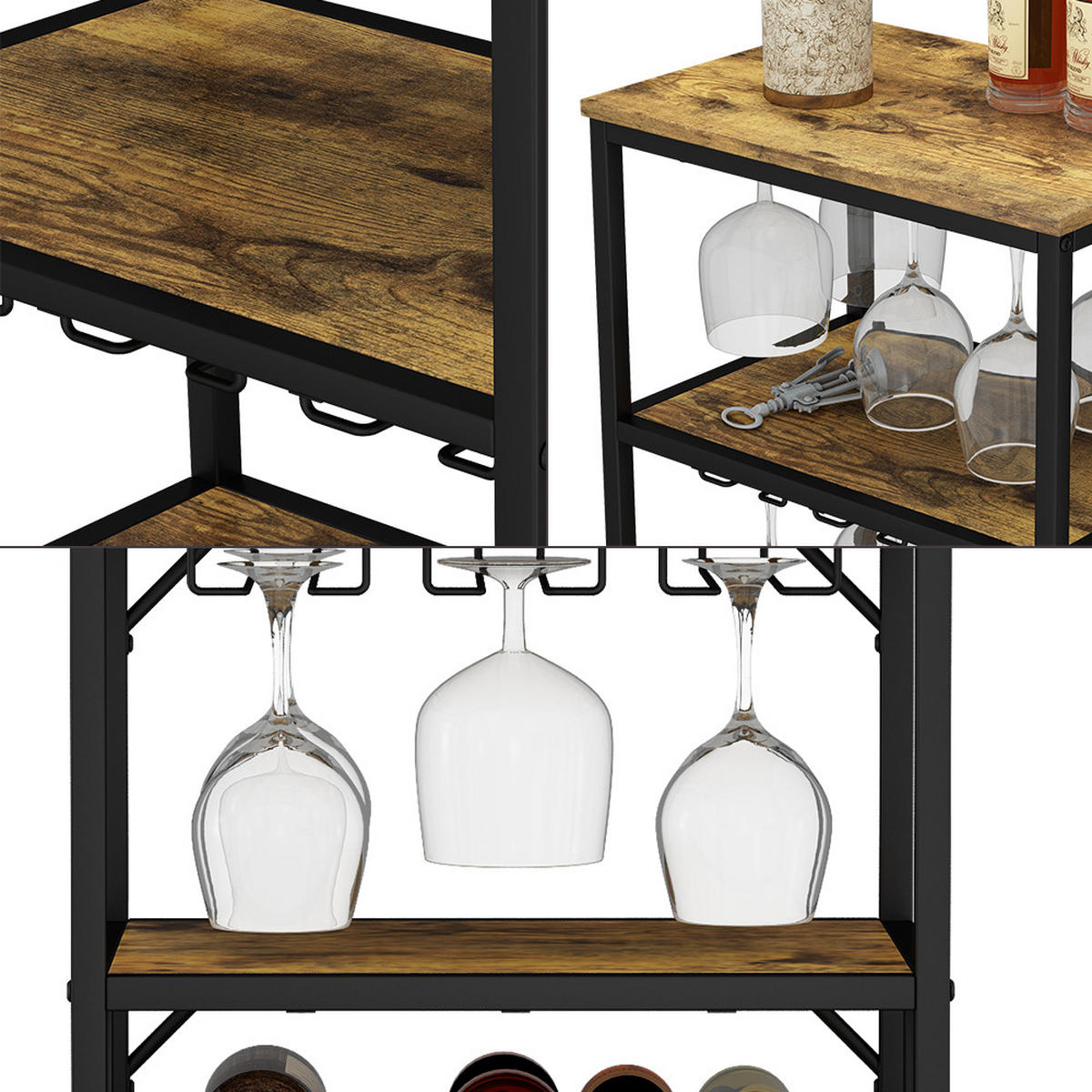 WEINREGAL Vela Eiche rustikal mit Glashalter - Wildeiche, Holzwerkstoff (50/100/35cm) - Vicco